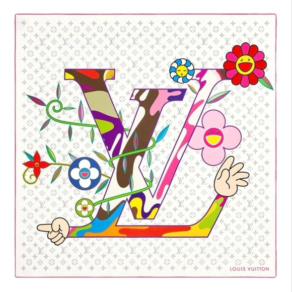 Louis Vuitton Multicolor Murakami Launch 2025 Floral Scarf Full Inclusion - Picture 1 of 2